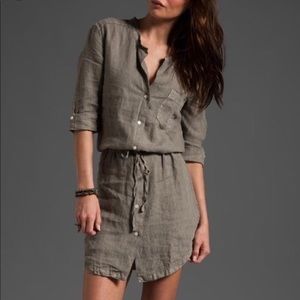 James Perse Marjoram Olive Button Down Linen Dress